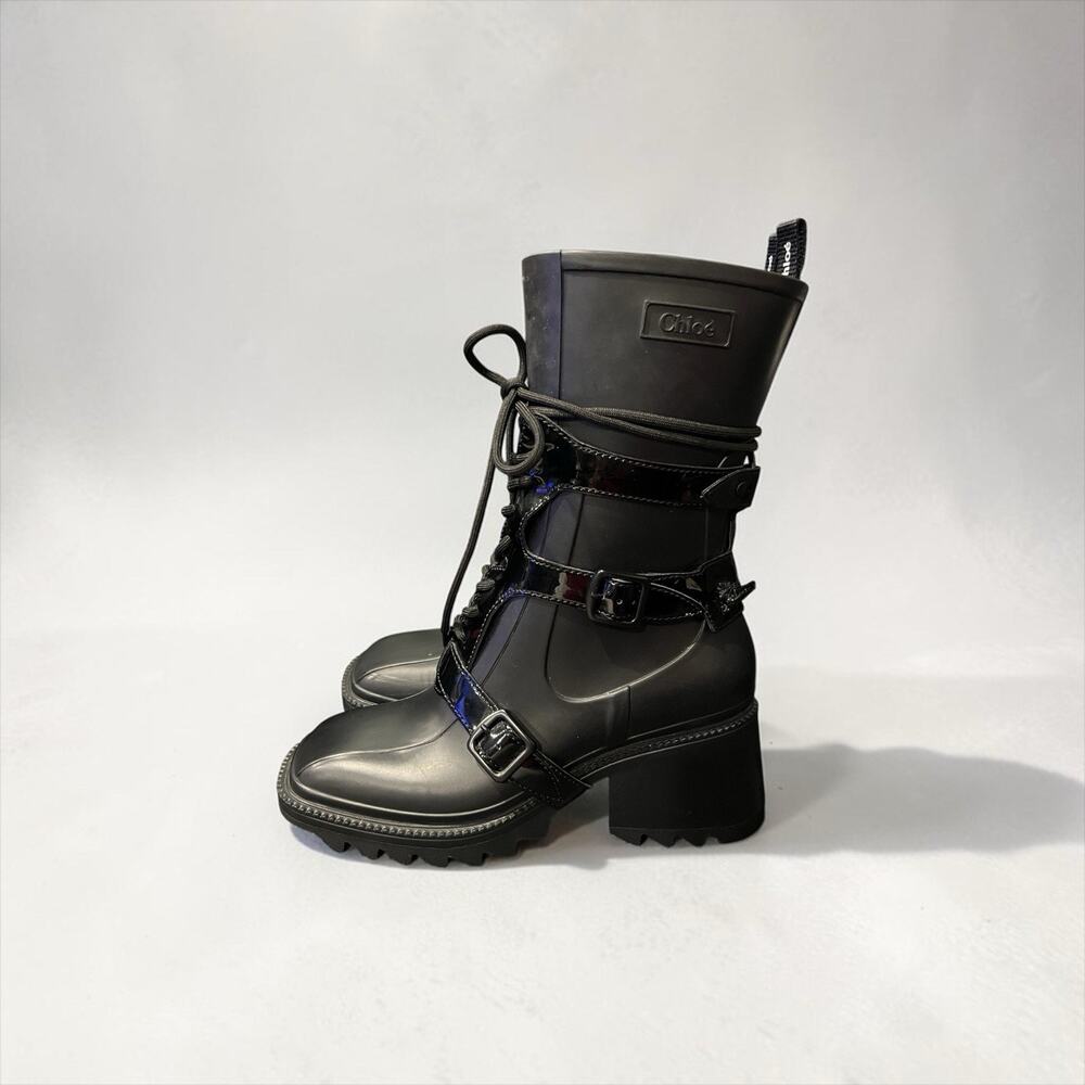 Chloé Black Betty Lace-Up PVC Rain Boots Women’s EU 40 US 9